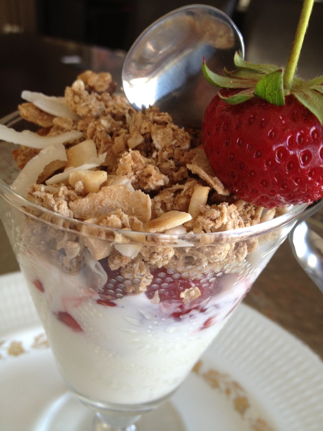 Granola, yoghurt and strawberries - Mothers day breakfast